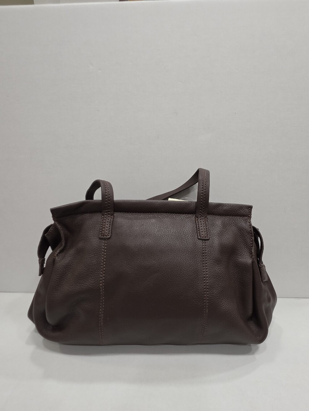 NWT J. Jill Dark Brown Pebble Leather Tote Shoulder Bag Satchel Top Zip - Picture 3 of 16